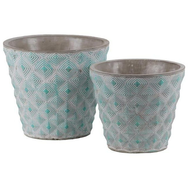 Pot de Design en Diamant Concentrique Rond en Relief, Lot de 2, Turquoise