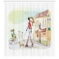 thumbnail image 3 of Ambesonne Dachshund Shower Curtain, Woman Walking Her Dog, 69"Wx75"L, Multicolor, 3 of 3