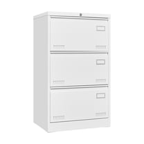Filing Cabinet Lateral File Cabinet 3 Drawer, White Filing Cabinets with Lock, Locking Metal File Cabinets Three Drawer Office Cabinet for Legal/Letter/A4/F4 Home Offic
