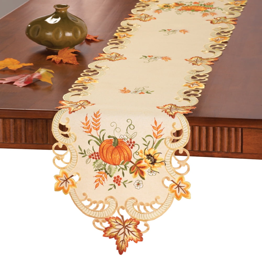 Embroidered Pumpkin Table Linens Runner
