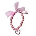 thumbnail image 2 of HEVIRGO Collier pour Chien Incrusté de Strass Nœud Papillon Pendentif Habillage Réglable Mode Collier de Perles Fausses pour Festival de Printemps, Violet m, 2 of 10