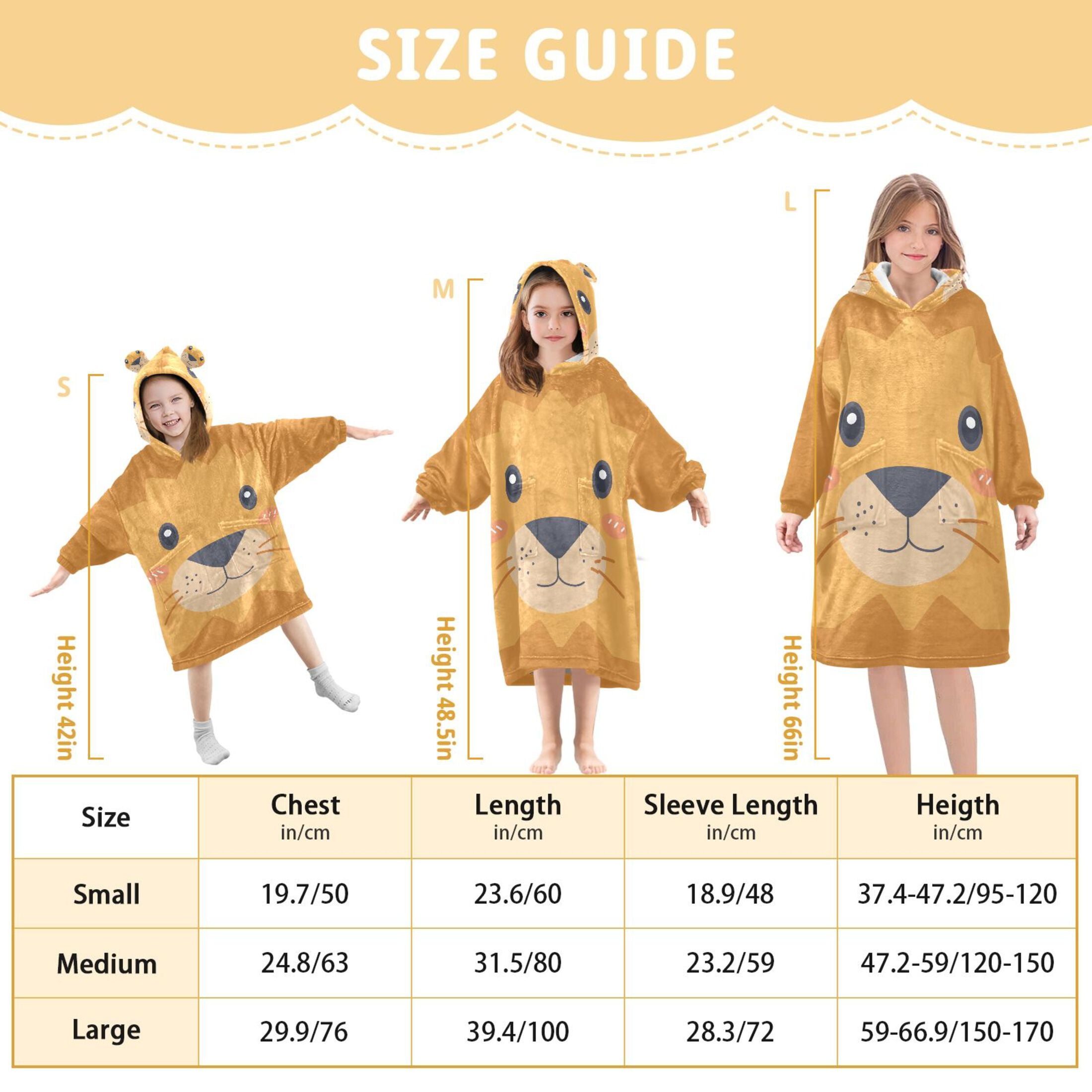 joogoo Wearable Blanket Hoodie Funny Lion Face for Flannel Sherpa Pocket 3-14 YR S