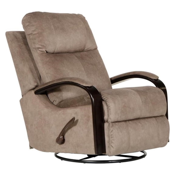 Pemberly Row Swivel Glider Recliner in Portabella Brown Polyester Fabric