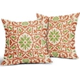 thumbnail image 2 of Orange Green Boho Pillow Covers 16 X Inch Bohemian Ethnic Carpet Style Vintage Flower Print Fall Decorative Throw Pillows Outdoor Linen Cushion Case Farmhouse Decor Set of 2, 2 of 6