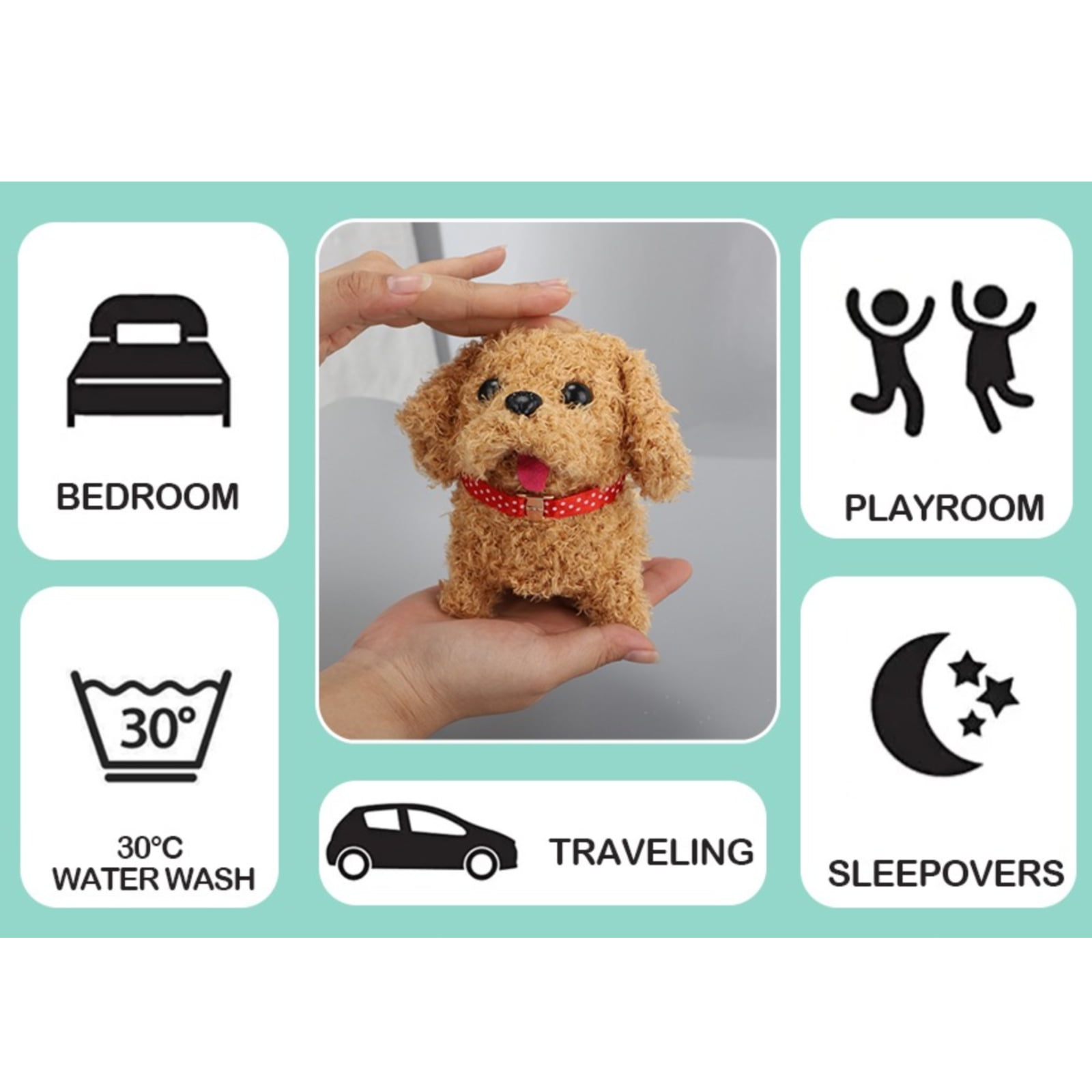 Robot Dog Plush Toy Puppy Electronic Interactive Dog - Walking, Barking,Tail Wagging,Realistic Robot Puppy,Stretching Companion Animal for Kids Toddlers,Brown (Ages 3-6)