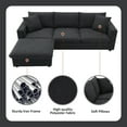 thumbnail image 4 of 100" L-Shaped Modern Deep Sectional Sofa Couch, Comfy 3 Seats Sectional Sofa with Chaise Ottoman, Polyester Fabric Cloud Couch with 2 Pillows for Living Room Apartment Office, Black, 4 of 7