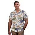thumbnail image 3 of Garronmavis Chinoiserie Lotus Couples' Outfits Husban and Wife Clothing Mens Button Down Shirt Size 2XL Beach Blouse Tops and Flowy Womens V-neck Midi Hawaiian Dress, 3 of 7