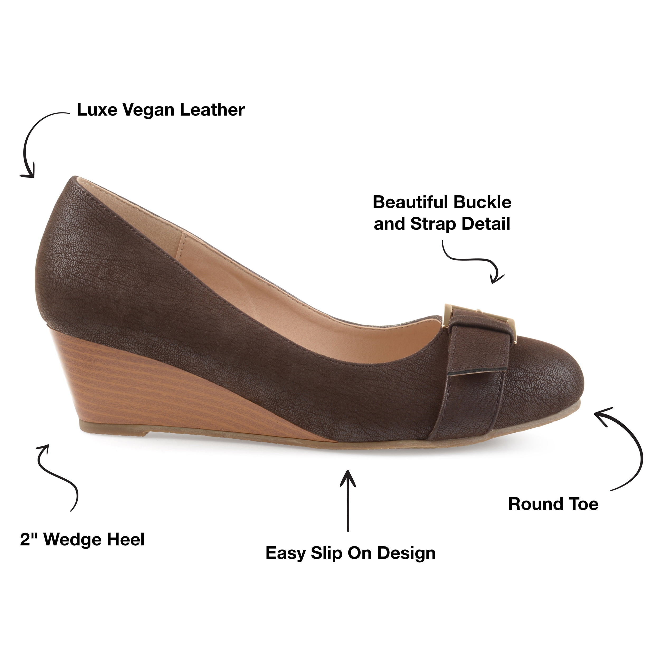 Journee Womens Graysn Comfort Insole Slip On Round Toe Wedge, Widths Available