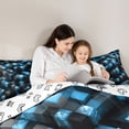 thumbnail image 5 of Castle Fairy Geometric Plaid Twin Comforter Sets,Black Blue Grid Bedding Set, 5 of 8