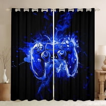 jejeloiu Kids Gamepad Controller Curtains Pack of 2 (42x84 Each),Gamer Gaming Curtains Blackout,Blue Splash Ink Bedroom Curtains For Adults,Ultra Soft Home Decor