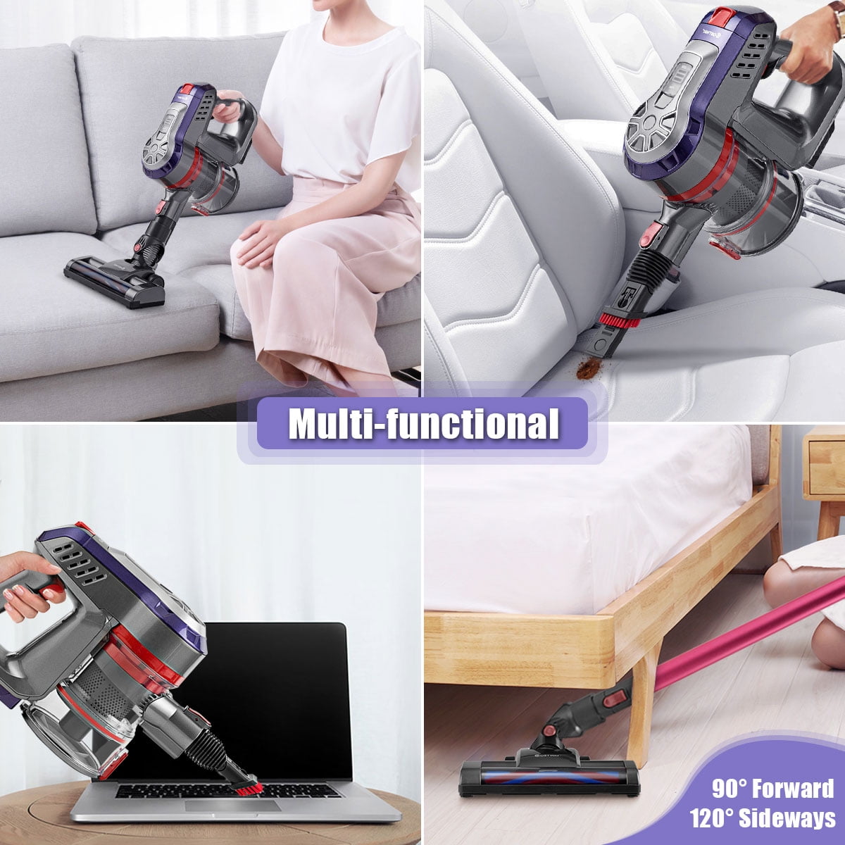 Costway 16KPa Cordless Vacuum Cleaner 6-in-1 Handheld Stick Vacuum Rechargeable Battery