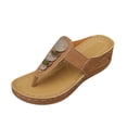 thumbnail image 2 of Caywon Women Flip Flops Thong Sandals, Metal Disc Flat Slide, Open Toe Slip On Summer, Comfortable Ladies Shoes Sandalias Mujer, 2 of 9