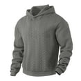 thumbnail image 4 of QHFBli Trendy Men's Hoodie Mens Casual Solid Color Hooded Pullover Sweater Long Sleeve Knit Winter Warm Fashion Top Dark Gray L, 4 of 6