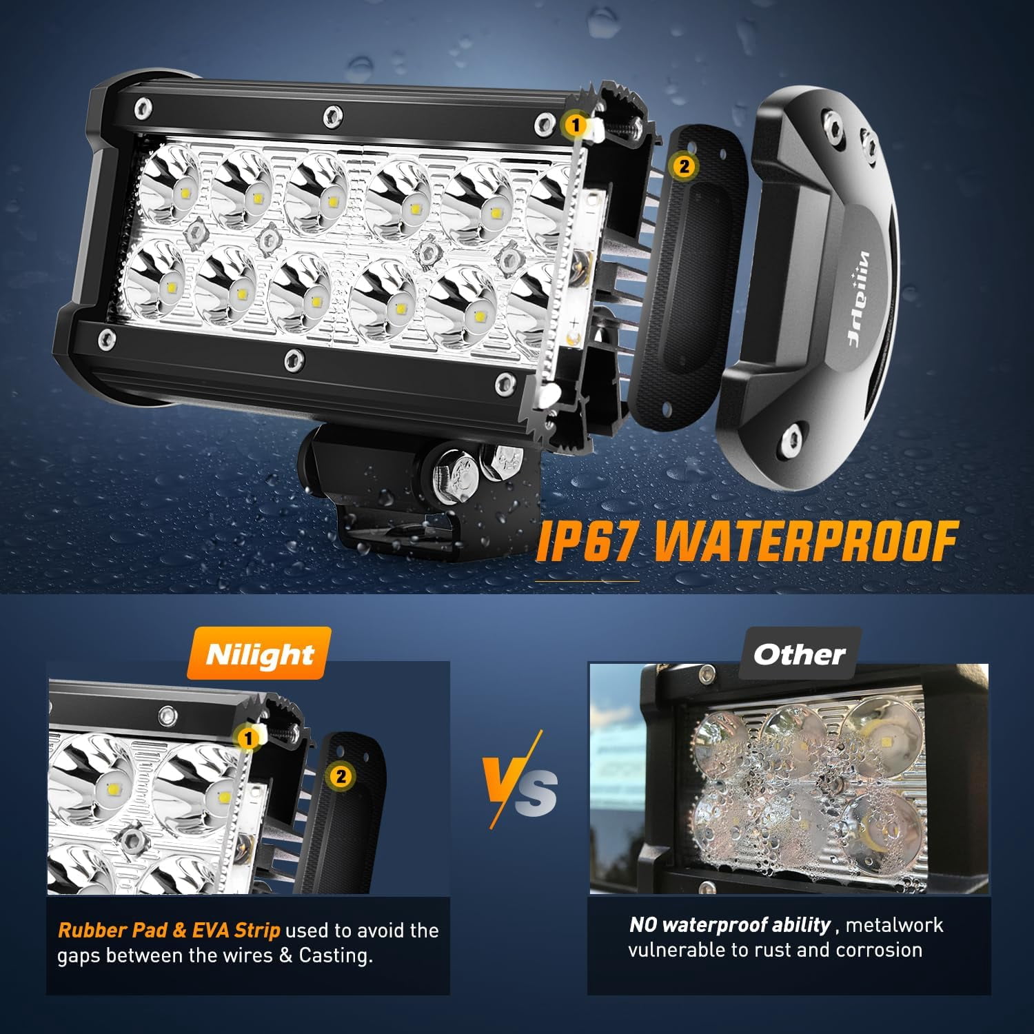 Nilight Led Light Bar 2PCS 36w 6.5Inch Spot Led Off Road Lights Super Bright Driving Fog Light Boat Lights Driving Lights Led Work Light SUV Jeep Lamp