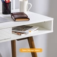 thumbnail image 4 of Ourlova Modern Home Office Writing Desk 42 Inch Computer Table Desk with Drawers Simple Mid Century Modern Desk-White, 4 of 7