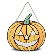 Stained Glass-Look Jack-o'-Lantern Hanging Decor, Orange, 10", Halloween by Way To Celebrate