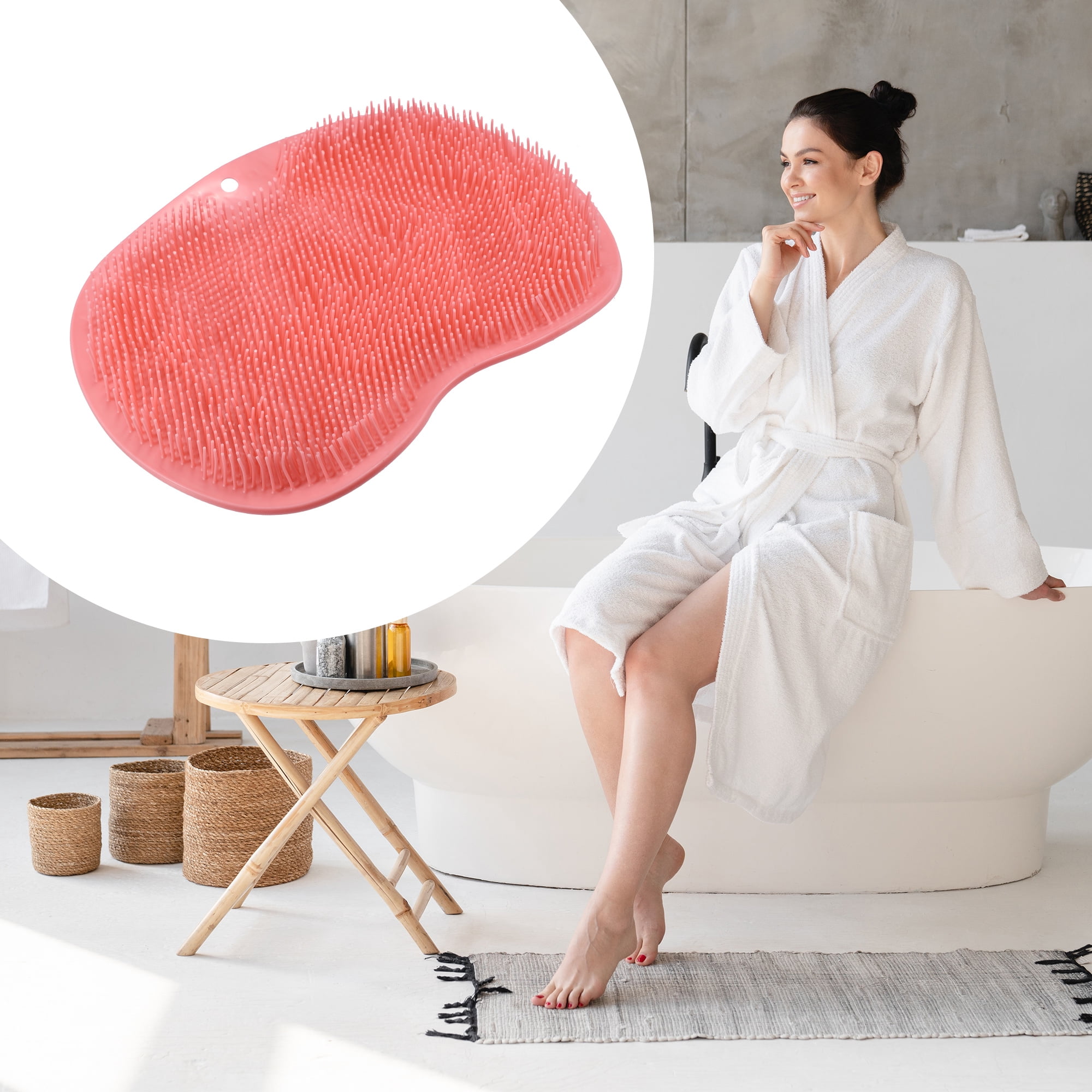 Unique Bargains Foot Clean Massager Scrubber with Suction Cups 11.81"x9.84" Pink