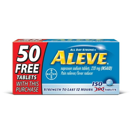 Aleve PM Naproxen Sodium Pain Reliever & Nighttime Sleep Aid Caplets, 220 mg, 150 Count