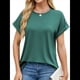 thumbnail image 1 of Camisetas Casuales Holgadas para Mujer, Camisetas de Verano de Corta con Cuello Redondo y Modernas Verde Oscuro S, 1 of 10