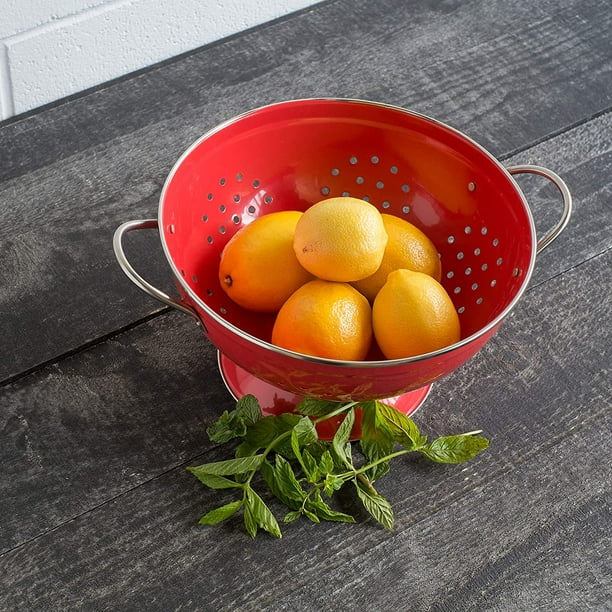 Metal Colander 3 quart Turquoise Riozev Red