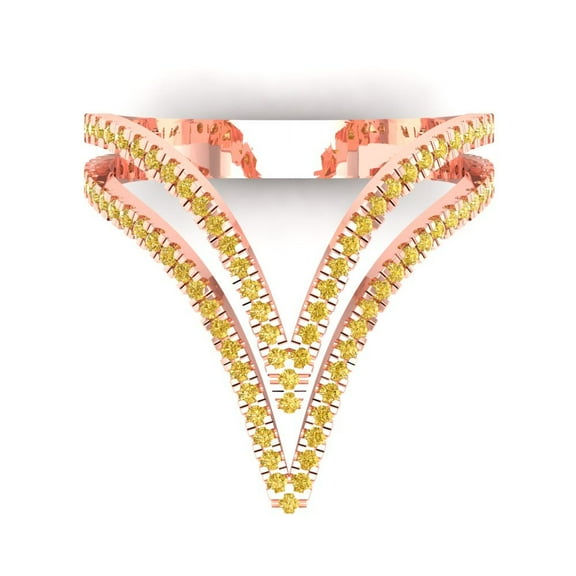 0.525 ct Round Cut Simulated Yellow Diamond Statement 18K Rose Gold Womens Engagement Ring