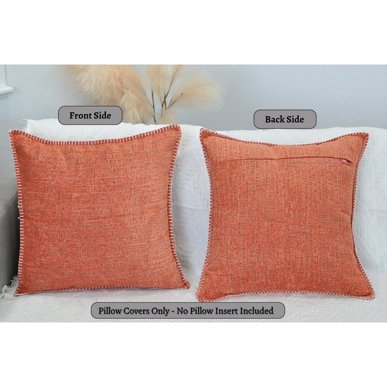 Burnt Orange Pillow Covers 18x18 Inch Set Of 2 Modern Farmhouse Rustic  Decorative Throw Pillow Cove