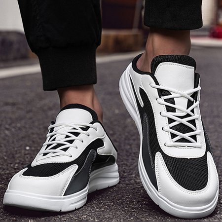 

LRJTENG Men s sneakers Autumn Couple s New Mesh Shoes One Foot Lazy No Heel Half Slippers Casual Sports Shoes White