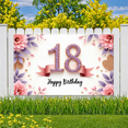 thumbnail image 5 of Decorative Design Happy Birthday Banner Floral Theme Pink Ribbon Celebration for Indoor Decoration Birthday Party Teen Celebration, 5 of 7