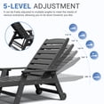 thumbnail image 5 of FUNDAZE Adjustable Wheeled HDPE Plastic Outdoor Patio Lounge Chair W/ Cup Holder,78.3"x25.1"x16.3", Gray, 5 of 9