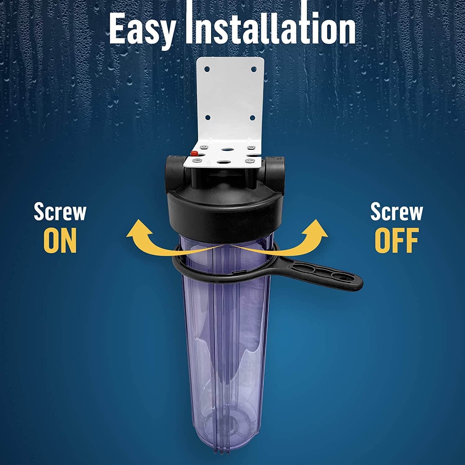 High Capacity 20 x 4.5” Whole House Filter Purifier System for Well or City Water, Presser Relief Button, 1” NPT Brass Port, Double O-ring, Meets NSF Standards & Regulations (Transparent, 3 Sets)