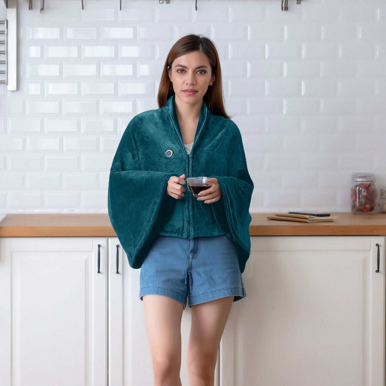 Portable Heating Blanket, USB Heated Shawl for Outdoor Camping and Office Use, Fast Heating Technology, Washable Warm Body Blanket with Adjustable Temperature Settings
