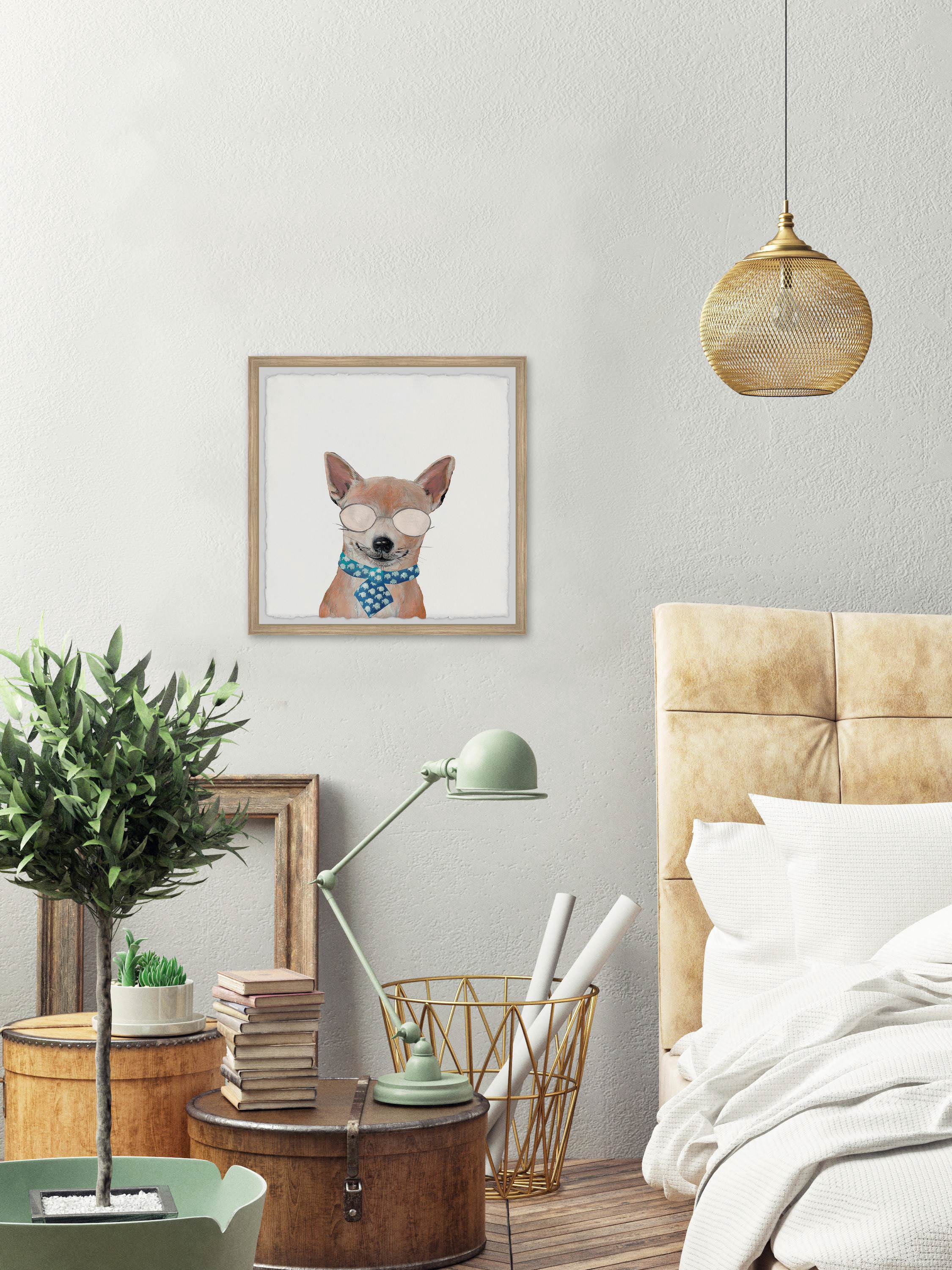 Marmont Hill "Blue Tie Dog" Framed Painting Print
