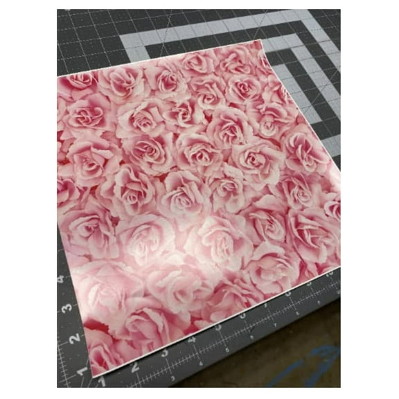 Printed Adhesive Vinyl Pink Roses Pattern (Removable Adhesive)