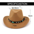 thumbnail image 5 of Sombrero de vaquero occidental de moda para mujer con vaquera de fieltro con ala enrollada JM, 5 of 5