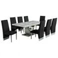 thumbnail image 1 of Ensemble de Salle à Manger en Acier Inoxydable 9 Pièces avec Table en Marbre et Chaises Noires, 1 of 4