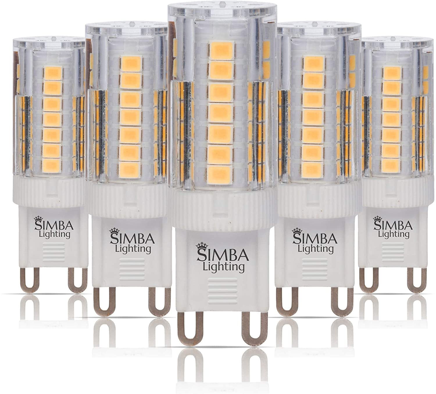 Simba Lighting LED G9 T4 JCD 4W 40W Replacement Bulbs 120V Bi-Pin Base 3000K Soft White 5-Pack