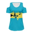 thumbnail image 6 of Gekhuqory Palm Tree Pattern Women's Cold Shoulder Tops Short Sleeve V Neck T Shirts Basic Summer Tees Sexy Casual Cut Out Design Fashion XL, 6 of 8
