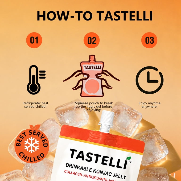 Tastelli, Drinkable Fruit Jelly, 150mL x 10 Pouches, Peach