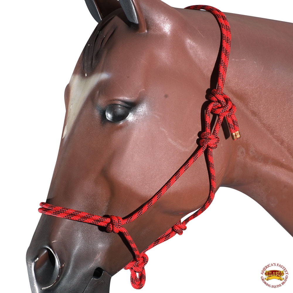 BLACK or RED Natural Horse Training Knotted Rope Halter 8' Lead DRAFT HORSE AHE 