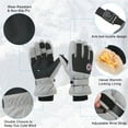 thumbnail image 4 of Uxcell Winter Ski Snow Gloves, 1 Pair Waterproof Touchscreen Winter Warming Gloves Grey-black, 4 of 7