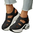 thumbnail image 1 of Platform Wedge Sandals for Women 2025 Summer Fall Height Increasing Gladiator Closed Toe Walking Shoes, 1 of 8