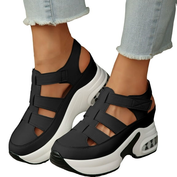 Platform Wedge Sandals for Women 2025 Summer Fall Height Increasing Gladiator Closed Toe Walking Shoes