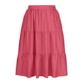 thumbnail image 5 of Women's Plaid Gingham Midi Skirts A-Line Elastic High Waisted Tiered Flowy Skirts Soft Ruffled Vacation Skirt, 5 of 8