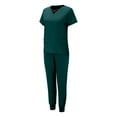 thumbnail image 2 of Scrubs For Women Set Stretchy Plus Size Short Sleeve V-Neck Tops Pants joggers Tall Nursing Working Uniform, 2 of 7