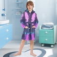 thumbnail image 5 of FORMRS Niños Bathrobe Unisex Hooded Robe Soft Plush Pajamas Sleepwear, Size 4-6T, Pink Neon Road, 5 of 7