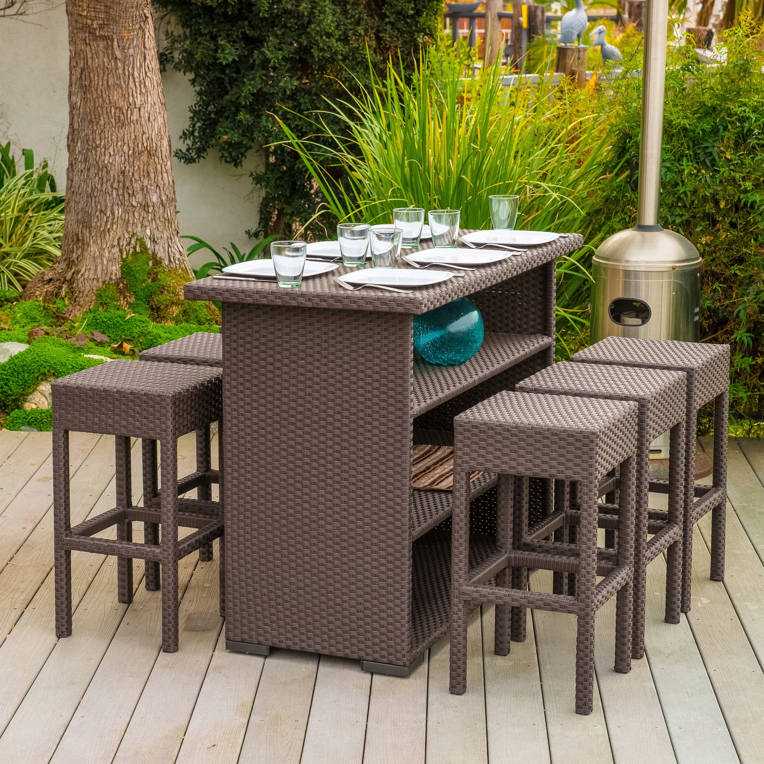 Christopher Knight Home Milton Outdoor 7-piece Brown Wicker Bar Christopher Knight Home Milton Outdoor 7-piece Brown Wicker Bar
