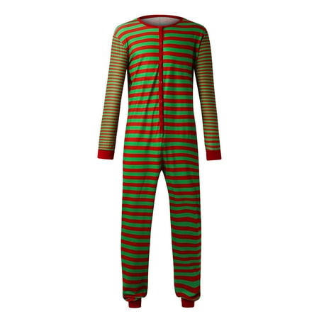 

Baby Doll Clothes Christmas Man Dad Striped Printing Long Sleeve Jumpsuit Family Clothes Pajamas