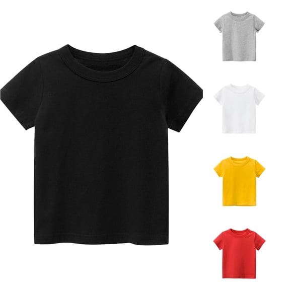 Toddler T-Shirts Short Sleeve Crew Neck Black Shirt for Boys Loose Fit School Clothes for Boys 1-2 Years