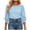 Blue, variant on Puff 3/4 Sleeve Blouses for Women Trendy Smocked Cuff Ruffle T-Shirts Loose Fit Crewneck Ladies Tops Office Dressy Casual Blouse