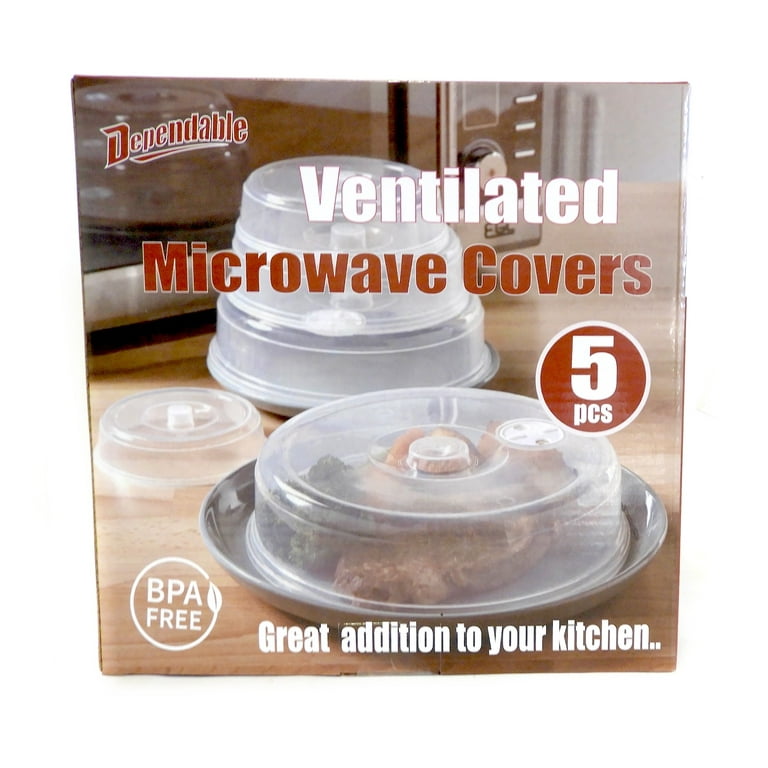 5 Piece Ventilated Microwave Covers Adjustable Steam Vents Assorted Sizes BPA  Free Mixed Sizes For Large & Small Food Plates Bowls by Dependable  Industries 